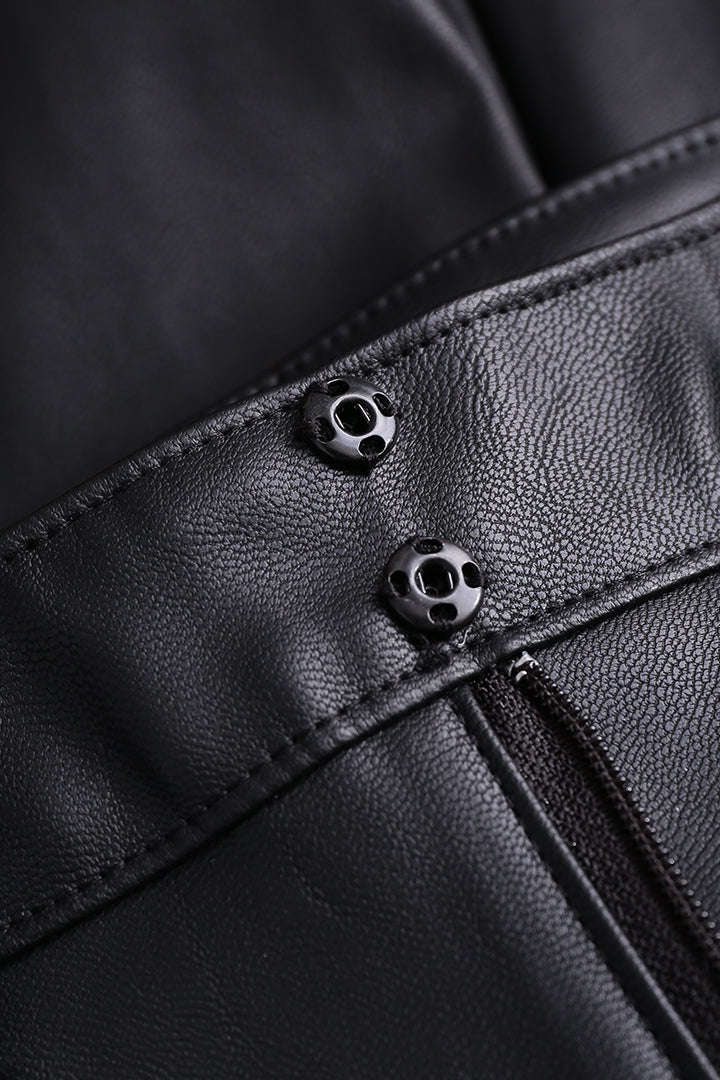 Noir Arc Faux-Leather Straight-Leg Trousers