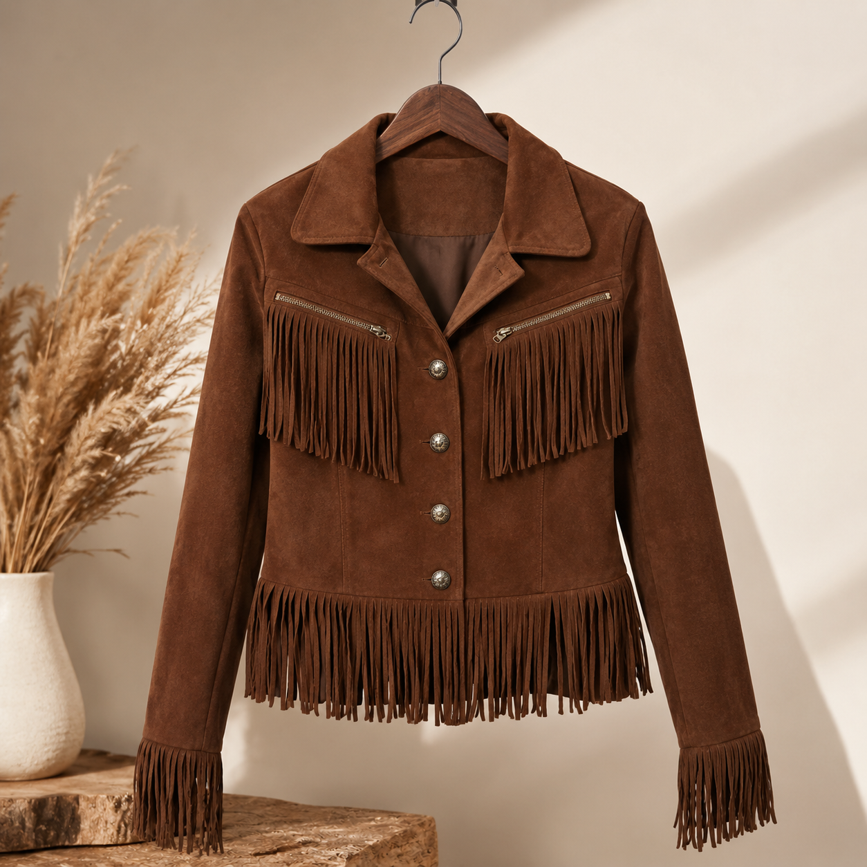 Western Fringe Suede Jacket Outerwear