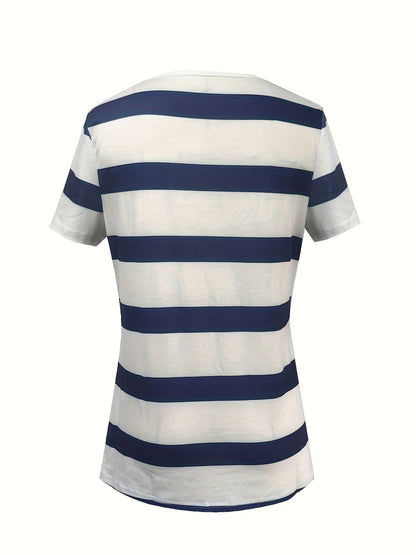 Geometric Stripe Relaxed Fit Casual Top
