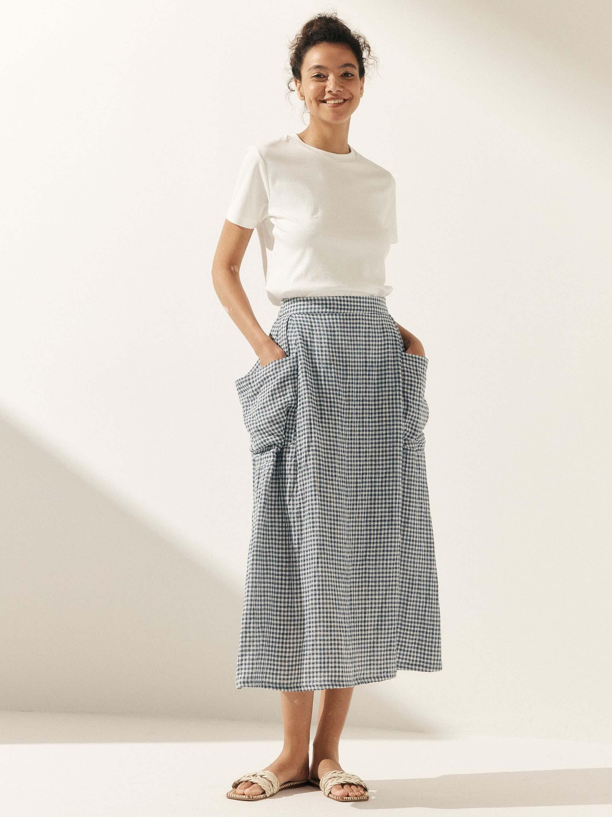 ONYX Linen Checked Skirt Stylish