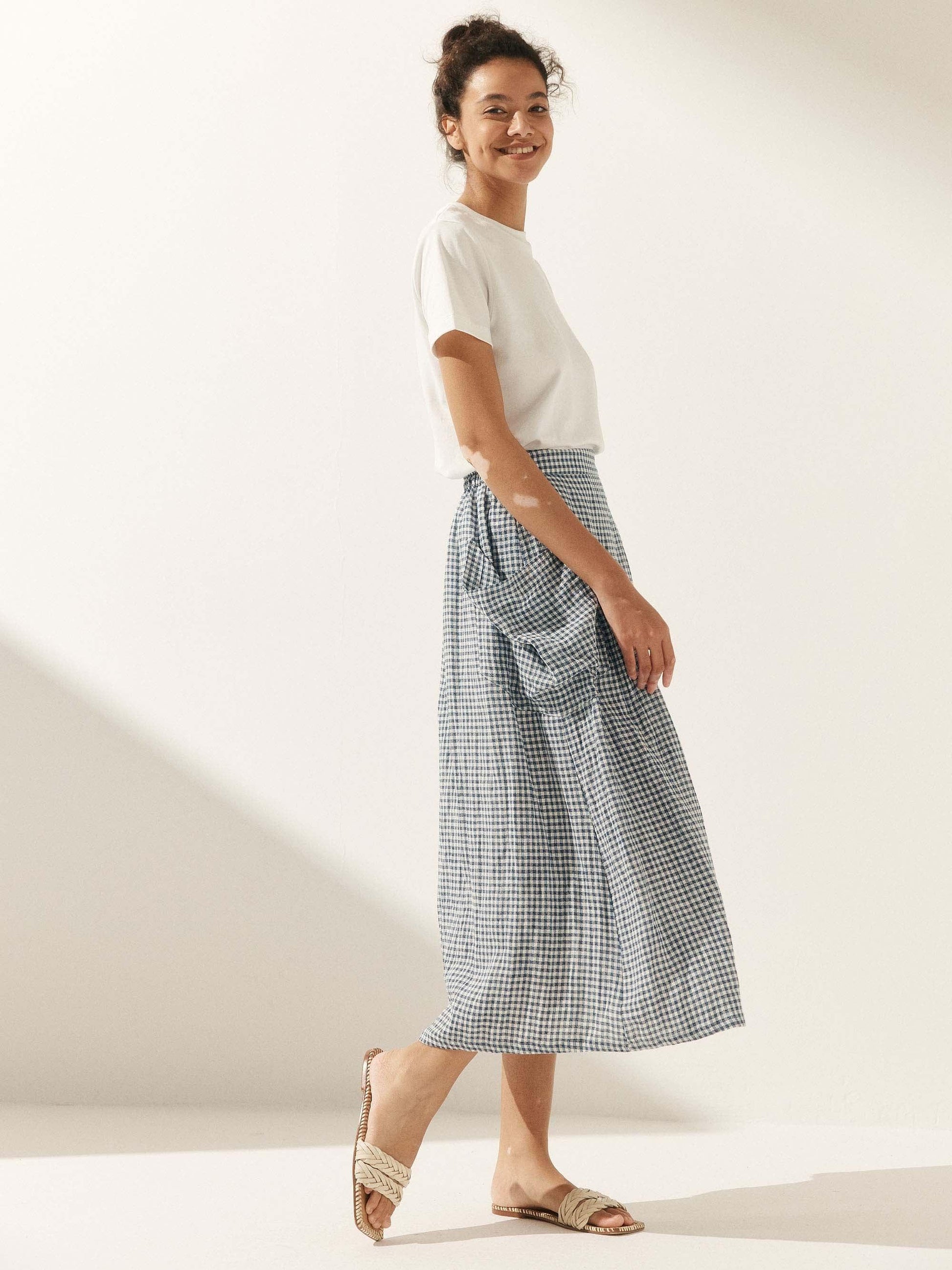 ONYX Linen Checked Skirt Stylish