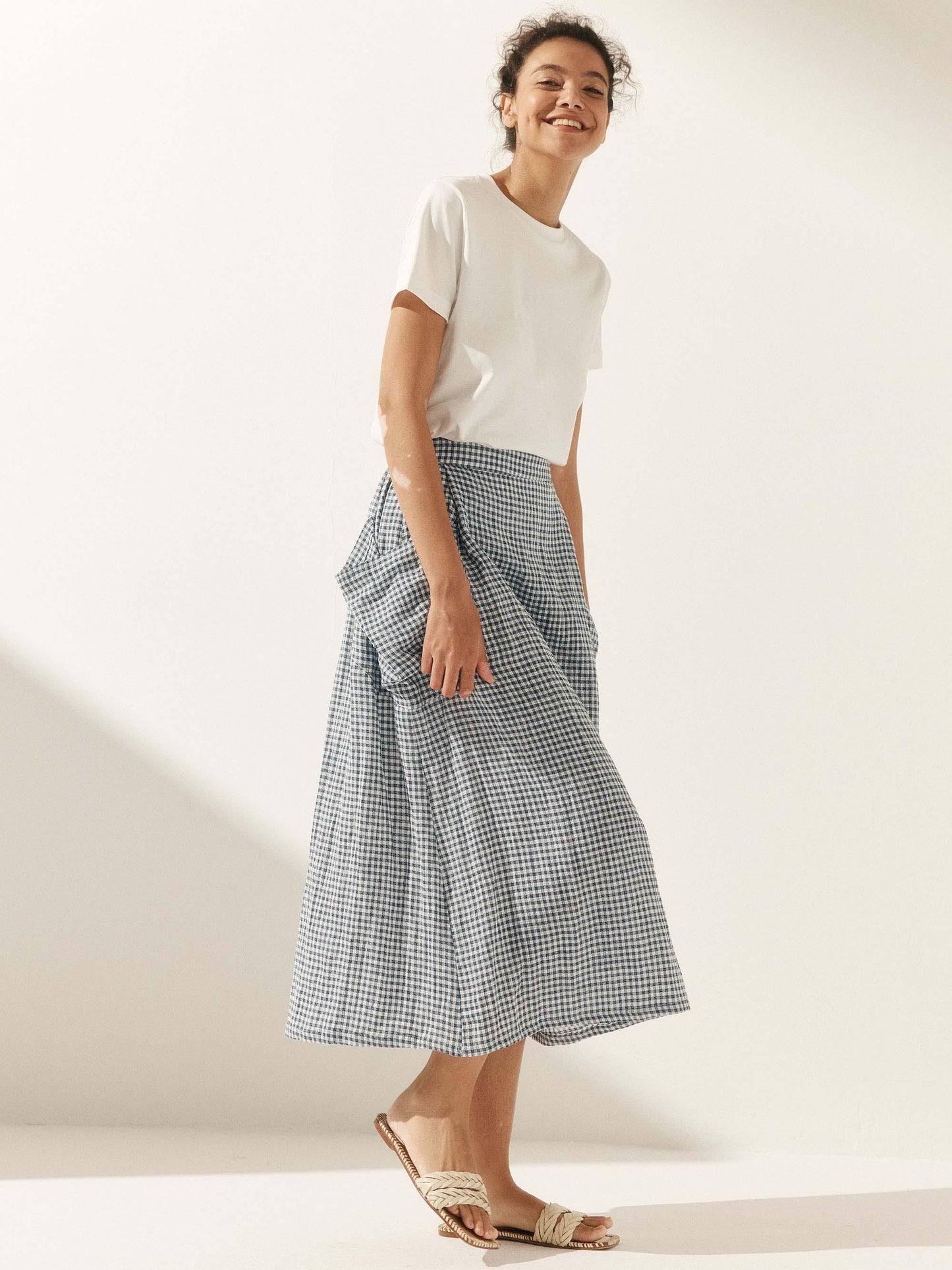 ONYX Linen Checked Skirt Stylish