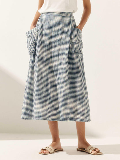 ONYX Linen Checked Skirt Stylish