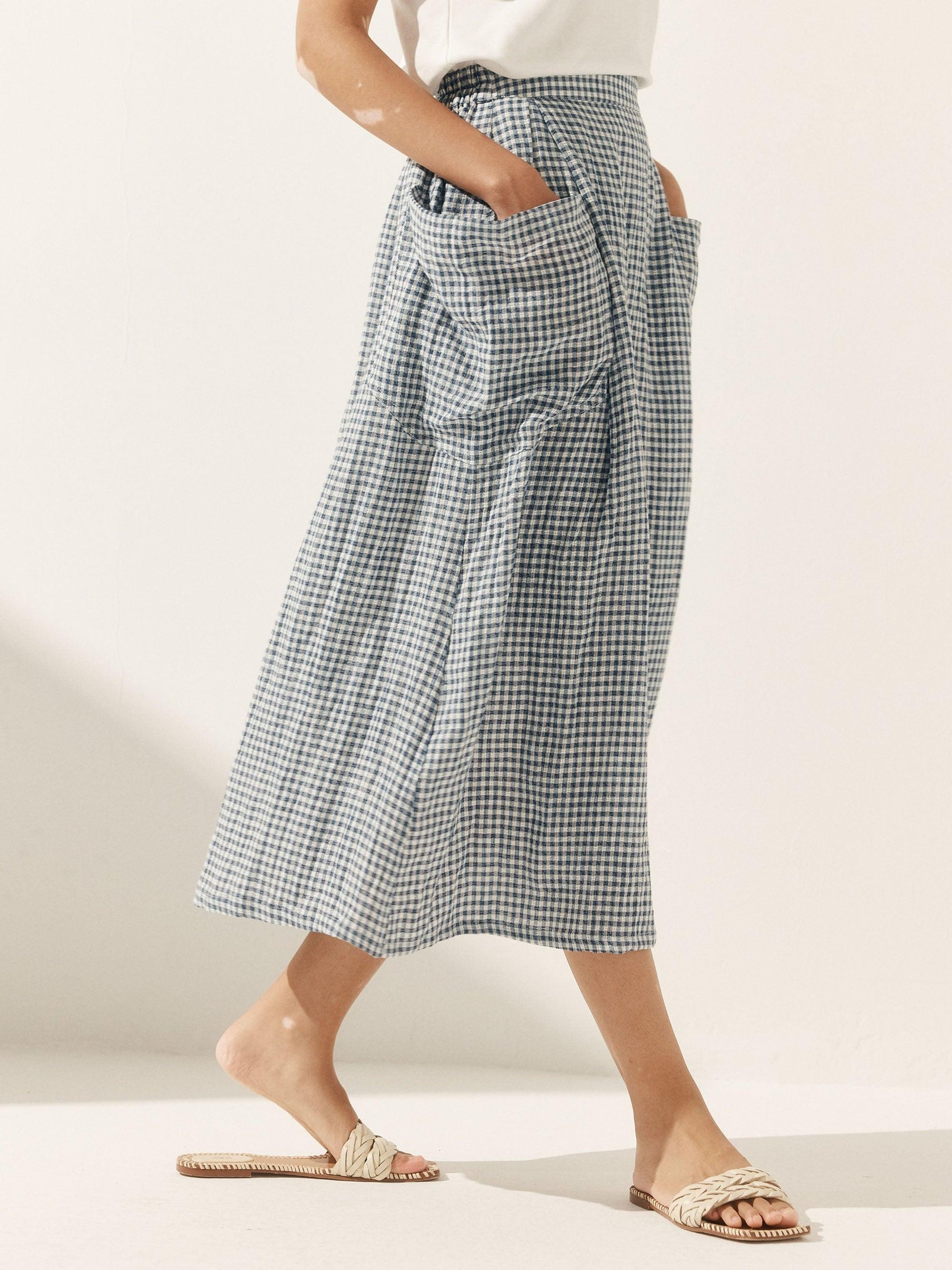 ONYX Linen Checked Skirt Stylish