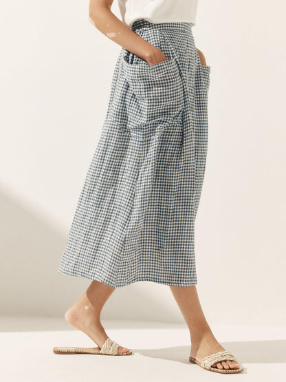 ONYX Linen Checked Skirt Stylish