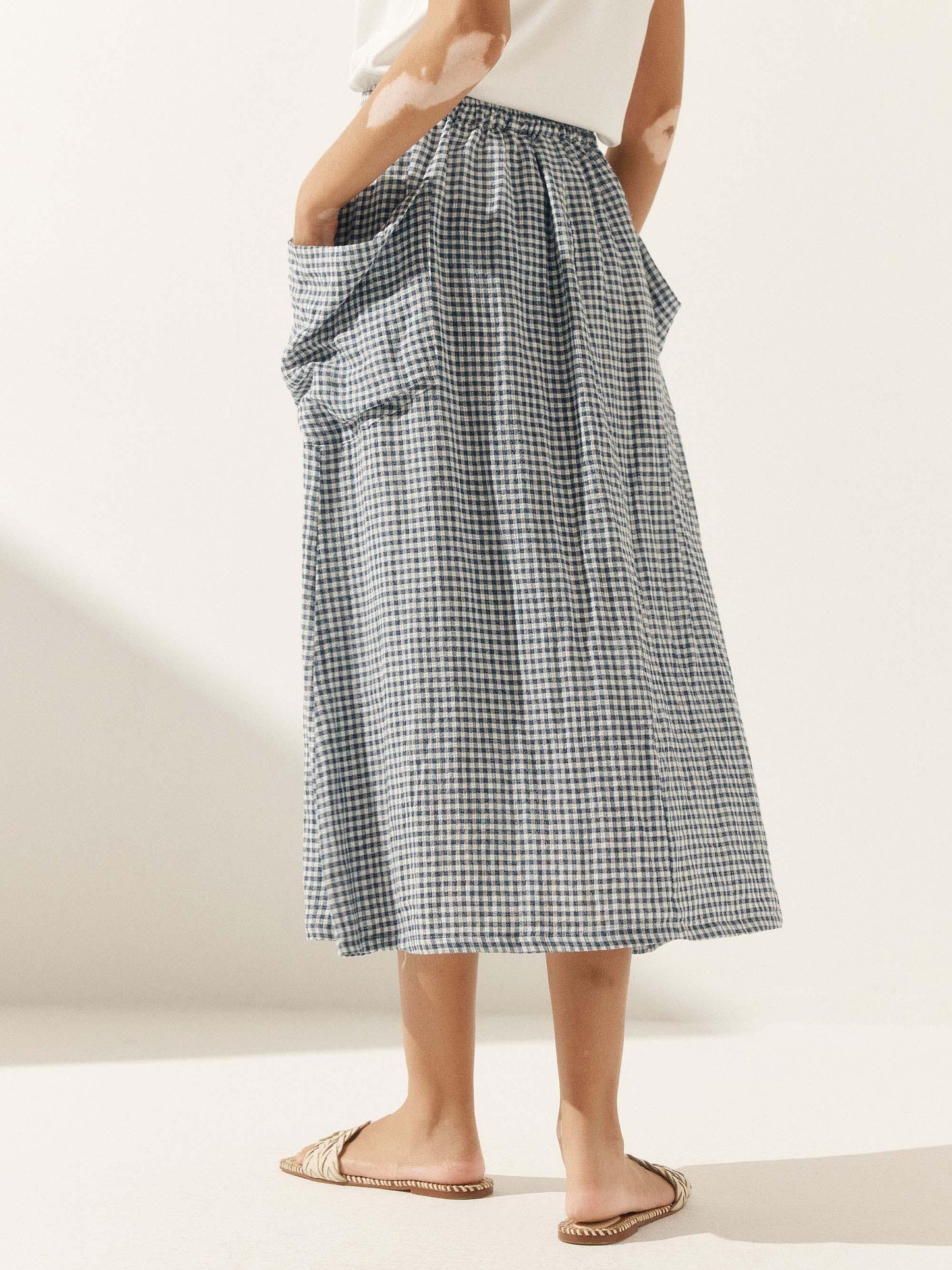 ONYX Linen Checked Skirt Stylish