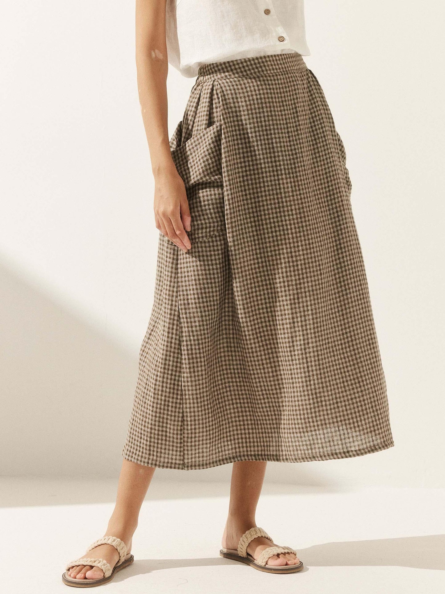ONYX Linen Checked Skirt Stylish