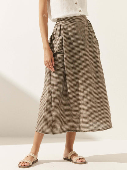 ONYX Linen Checked Skirt Stylish