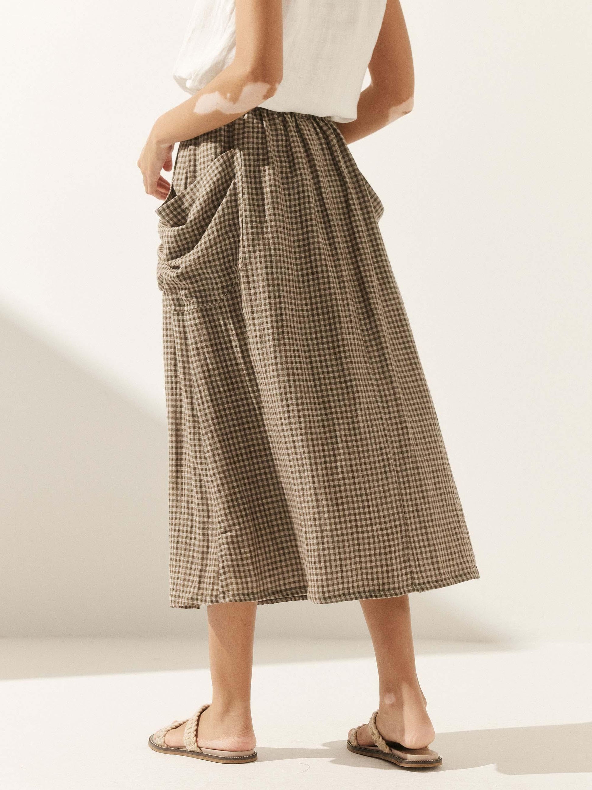 ONYX Linen Checked Skirt Stylish
