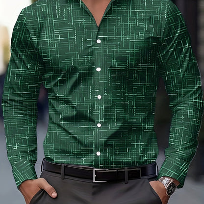Geometric Long Sleeve Button-Up Shirt