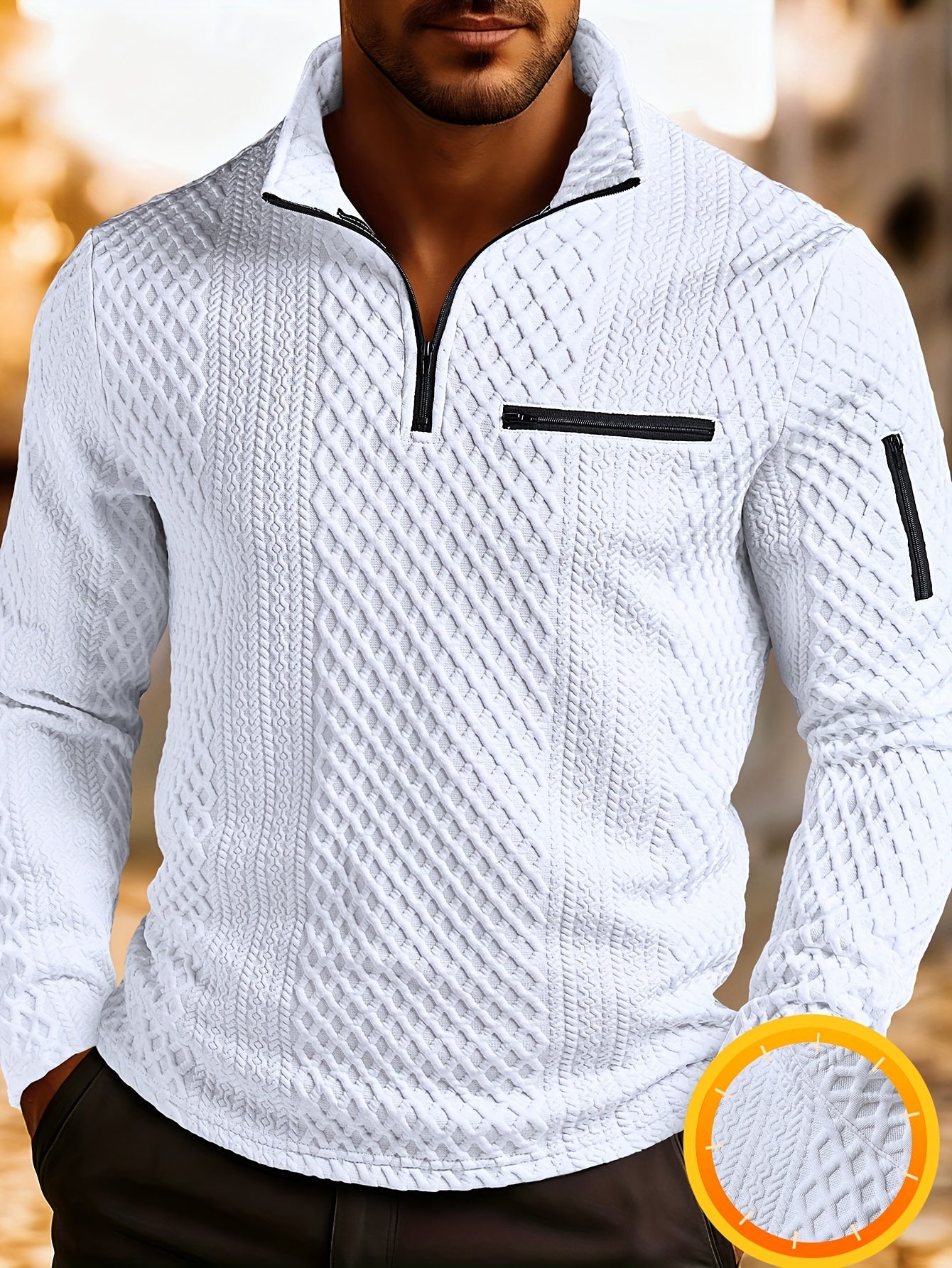 Textured Henley Zipper Shirt Stylish