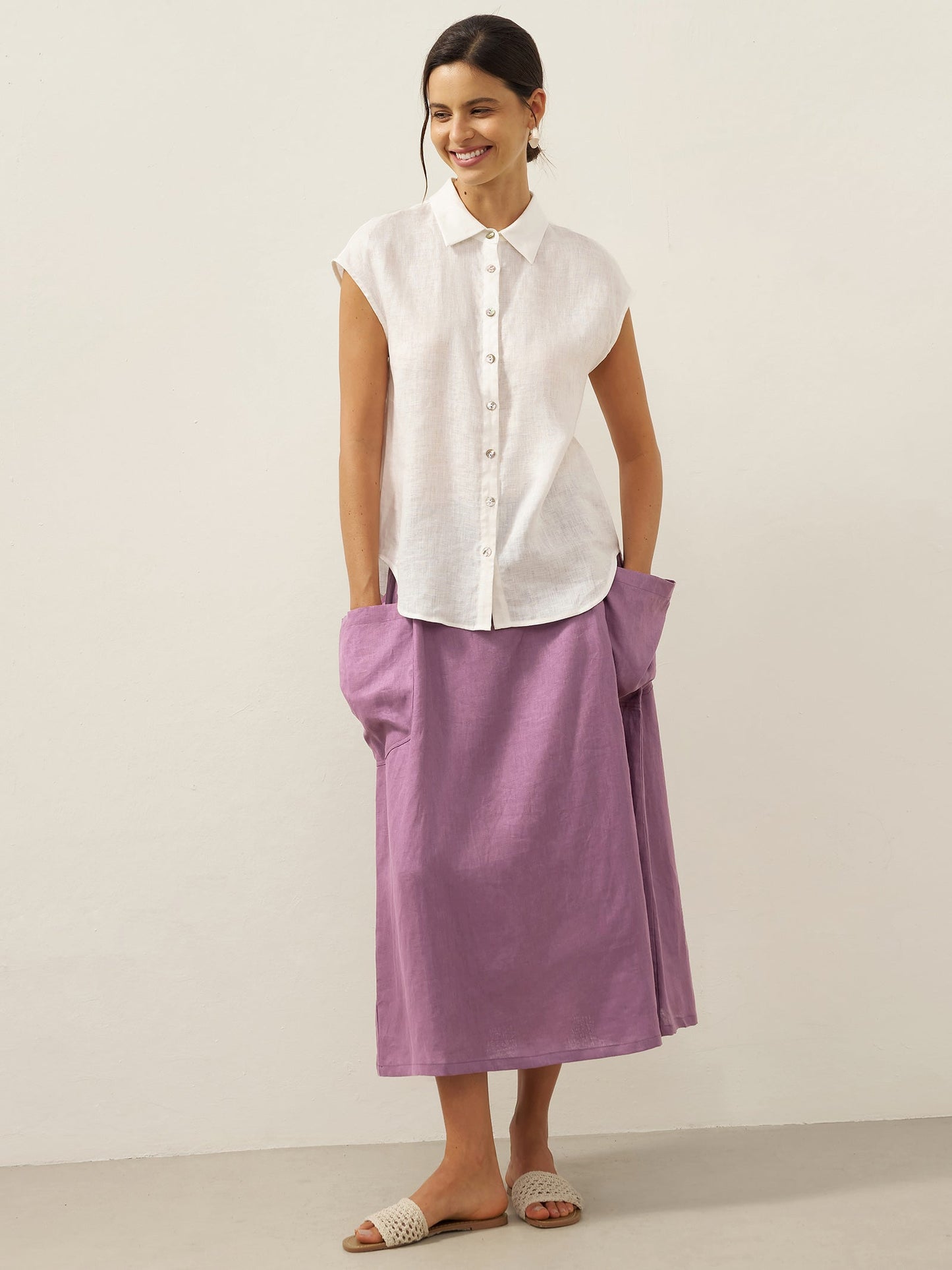 ONYX Linen Checked Skirt Stylish