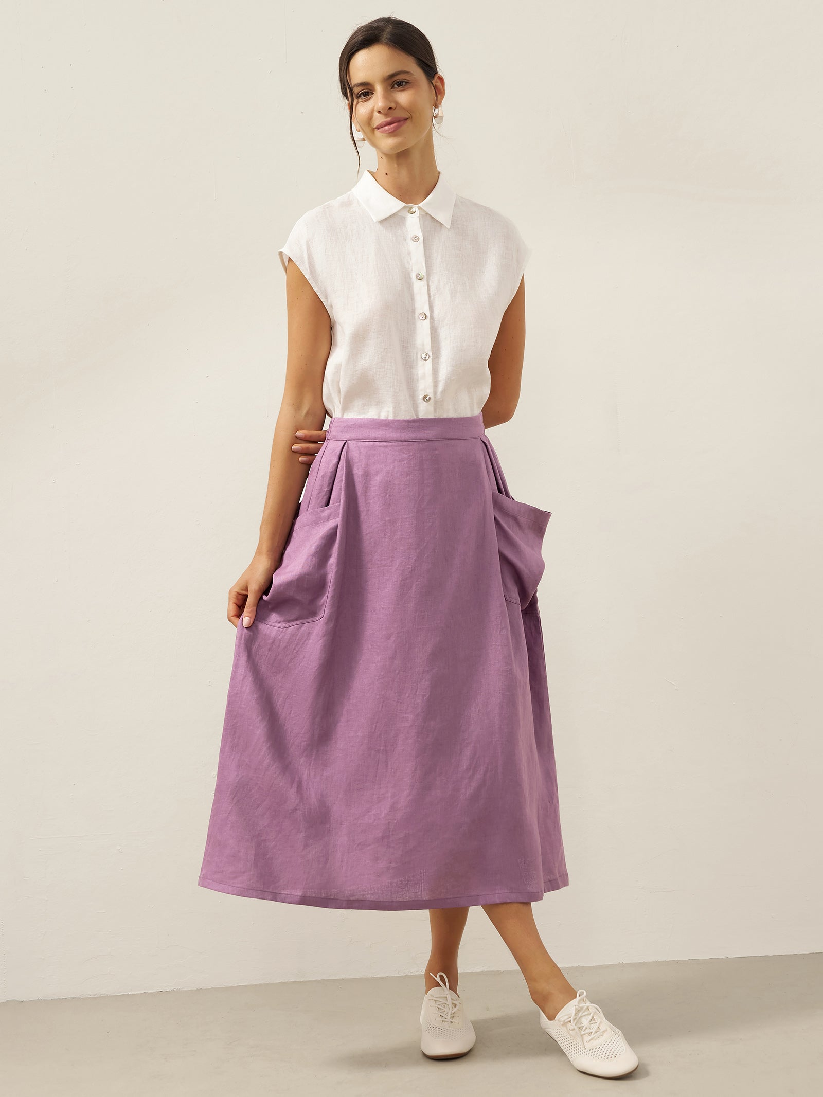 ONYX Linen Checked Skirt Stylish