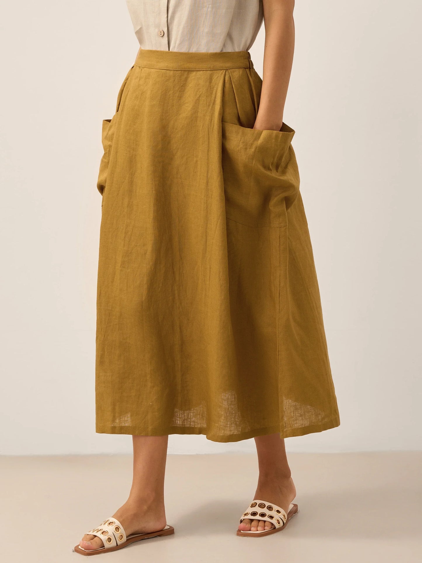 ONYX Linen Checked Skirt Stylish
