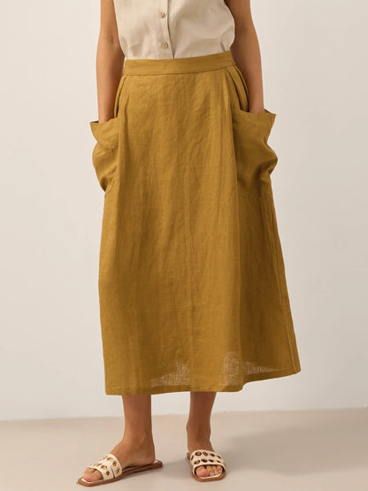 ONYX Linen Checked Skirt Stylish