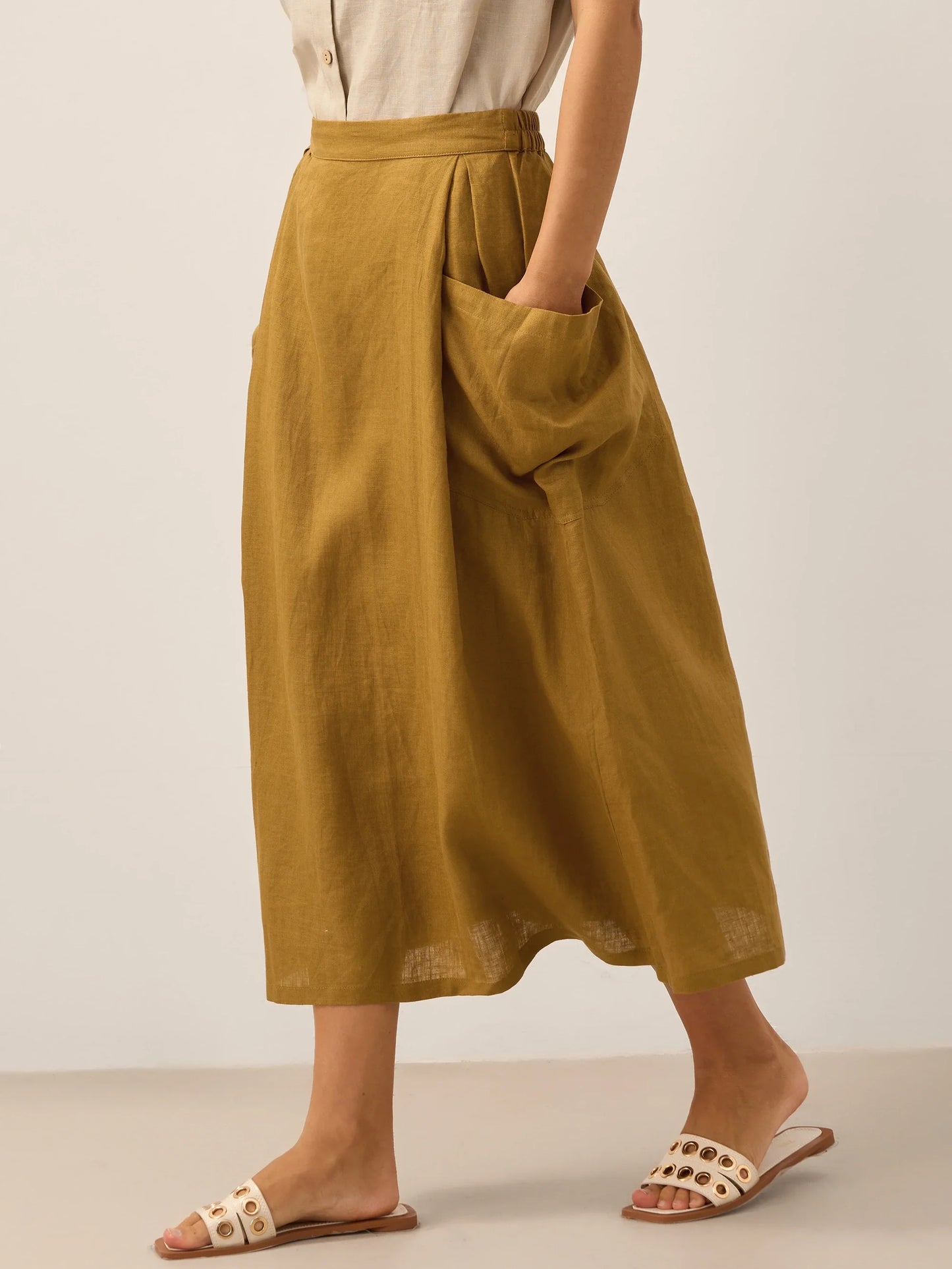 ONYX Linen Checked Skirt Stylish