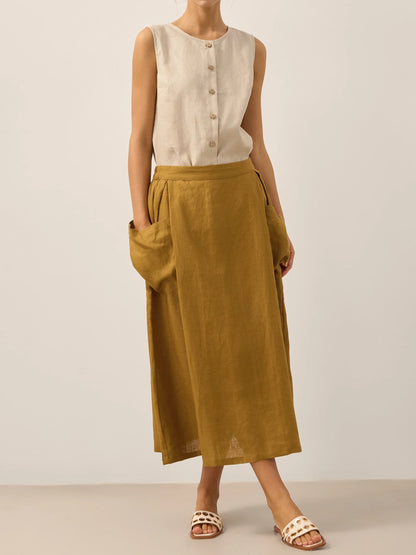 ONYX Linen Checked Skirt Stylish