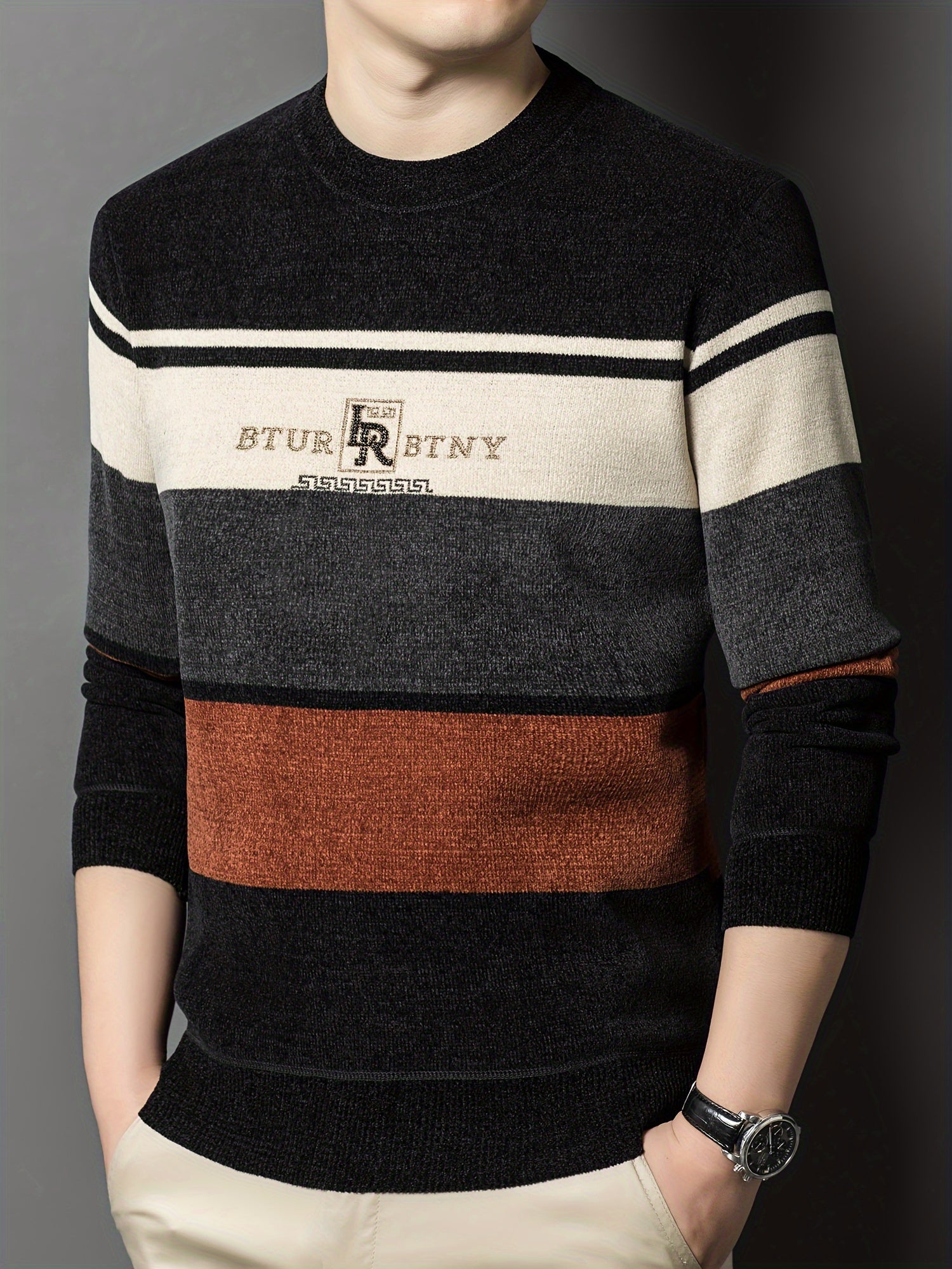 Winter Striped Knit Sweater Cozy