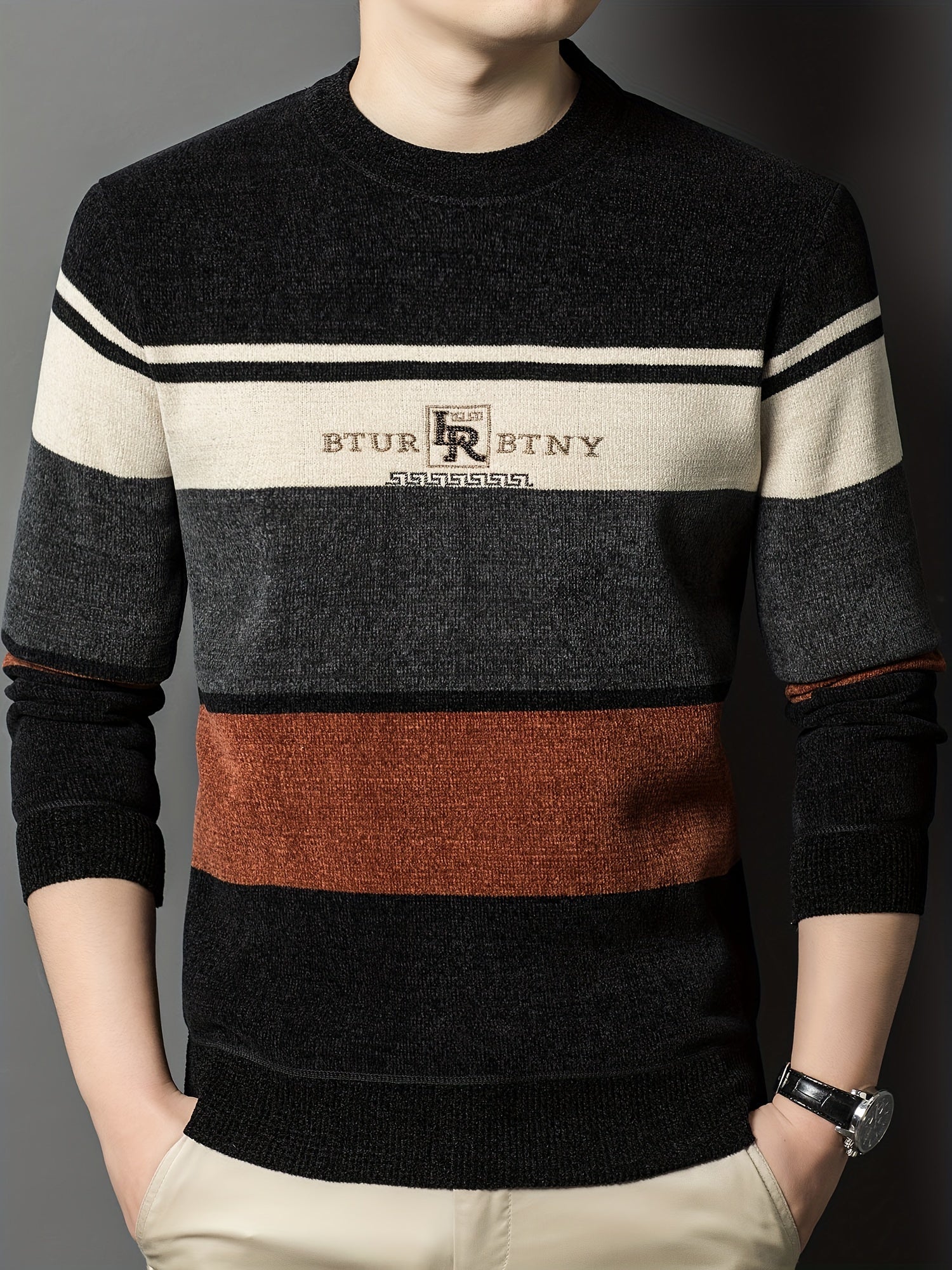 Winter Striped Knit Sweater Cozy