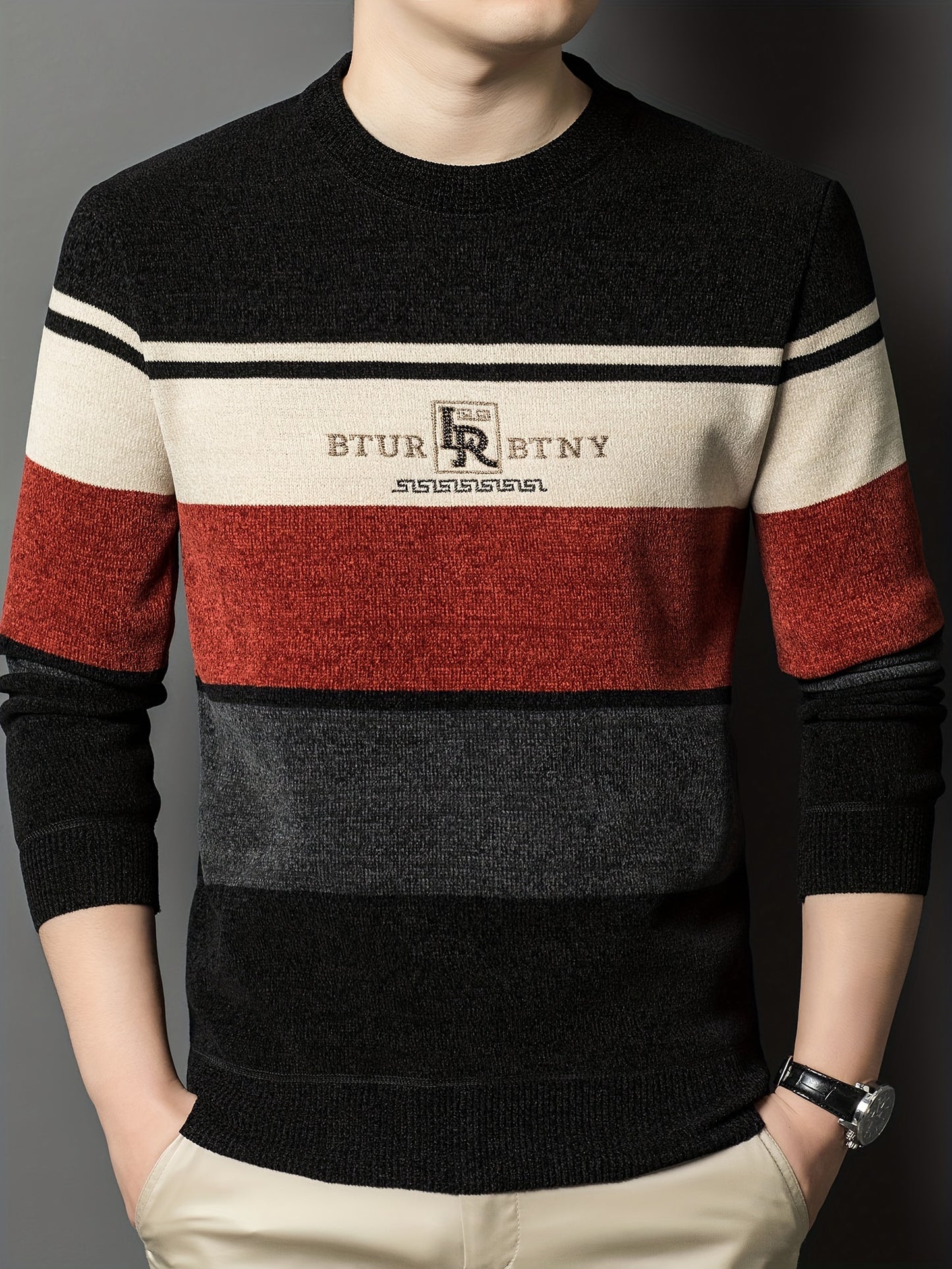 Winter Striped Knit Sweater Cozy