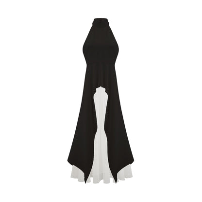 Layered Long Dress with Halter Straps