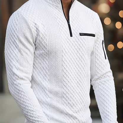 Textured Henley Zipper Shirt Stylish