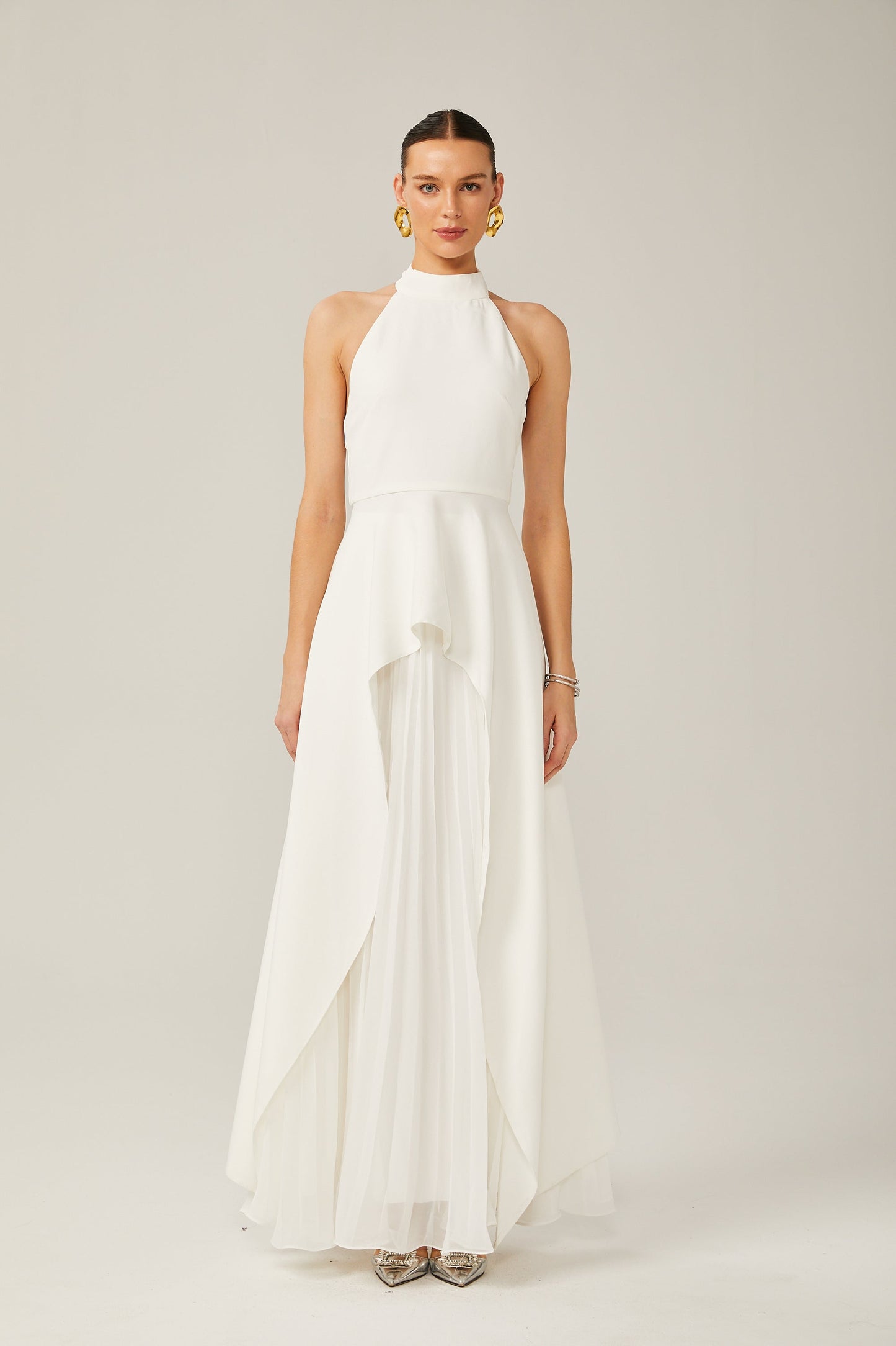 Layered Long Dress with Halter Straps