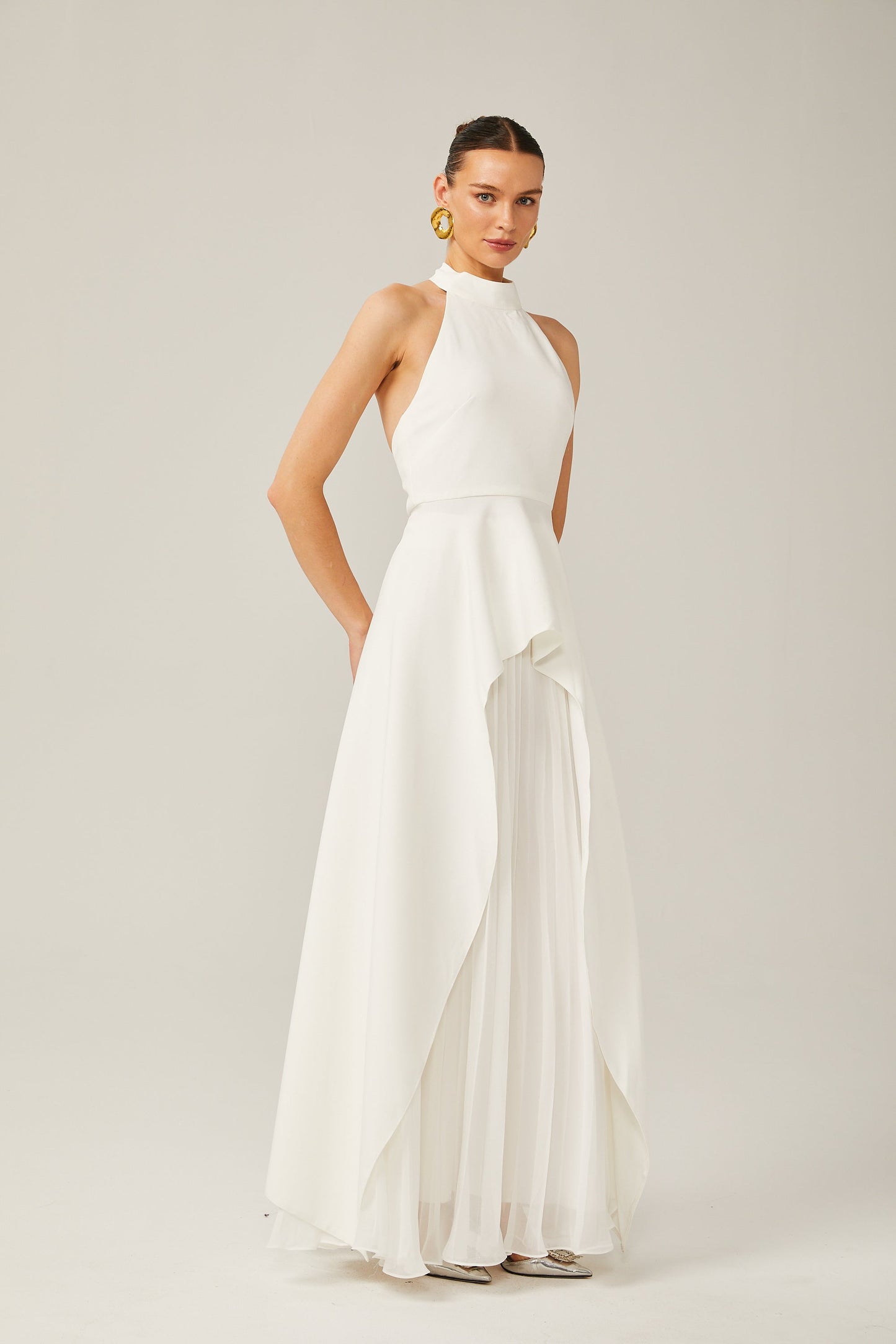 Layered Long Dress with Halter Straps