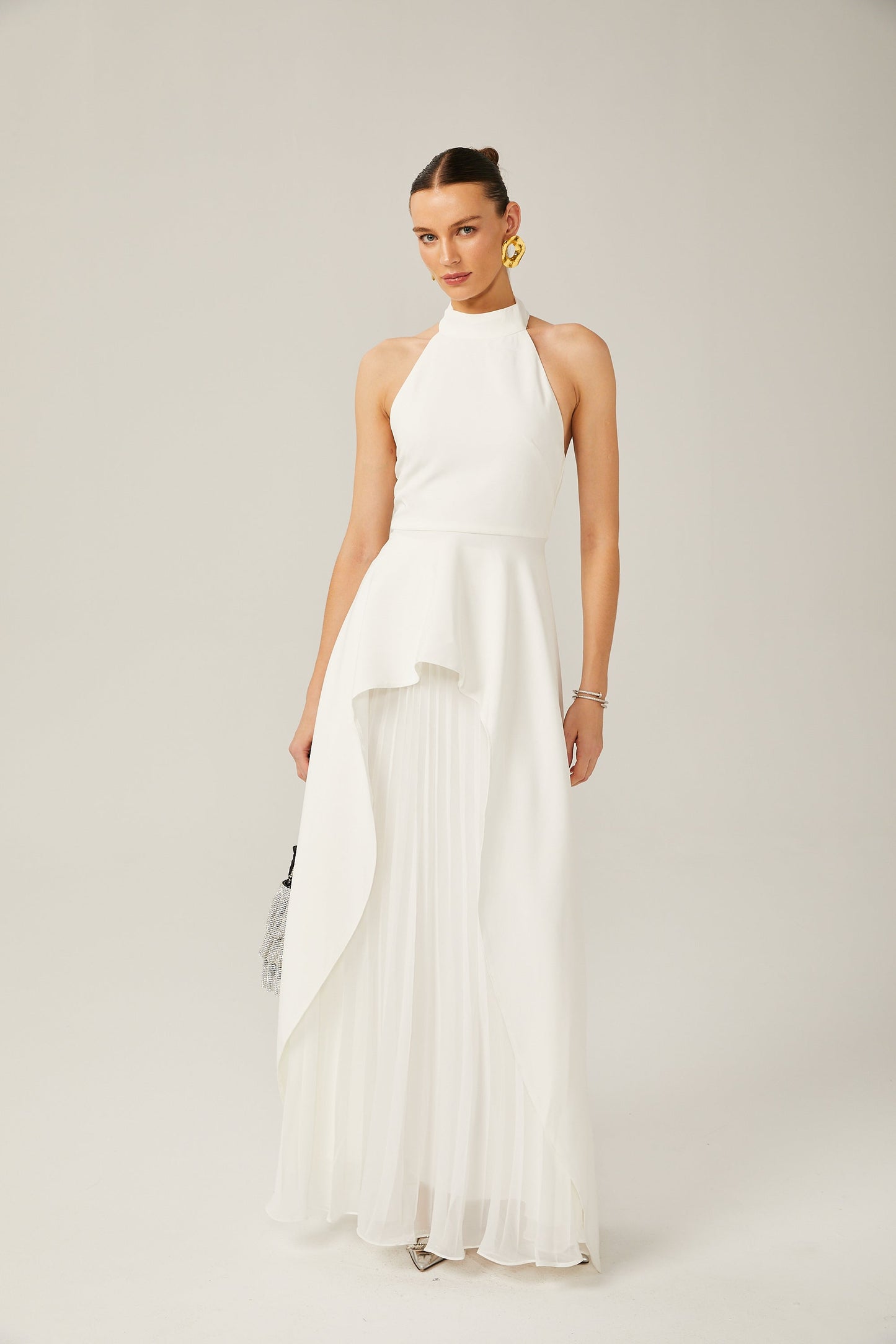 Layered Long Dress with Halter Straps