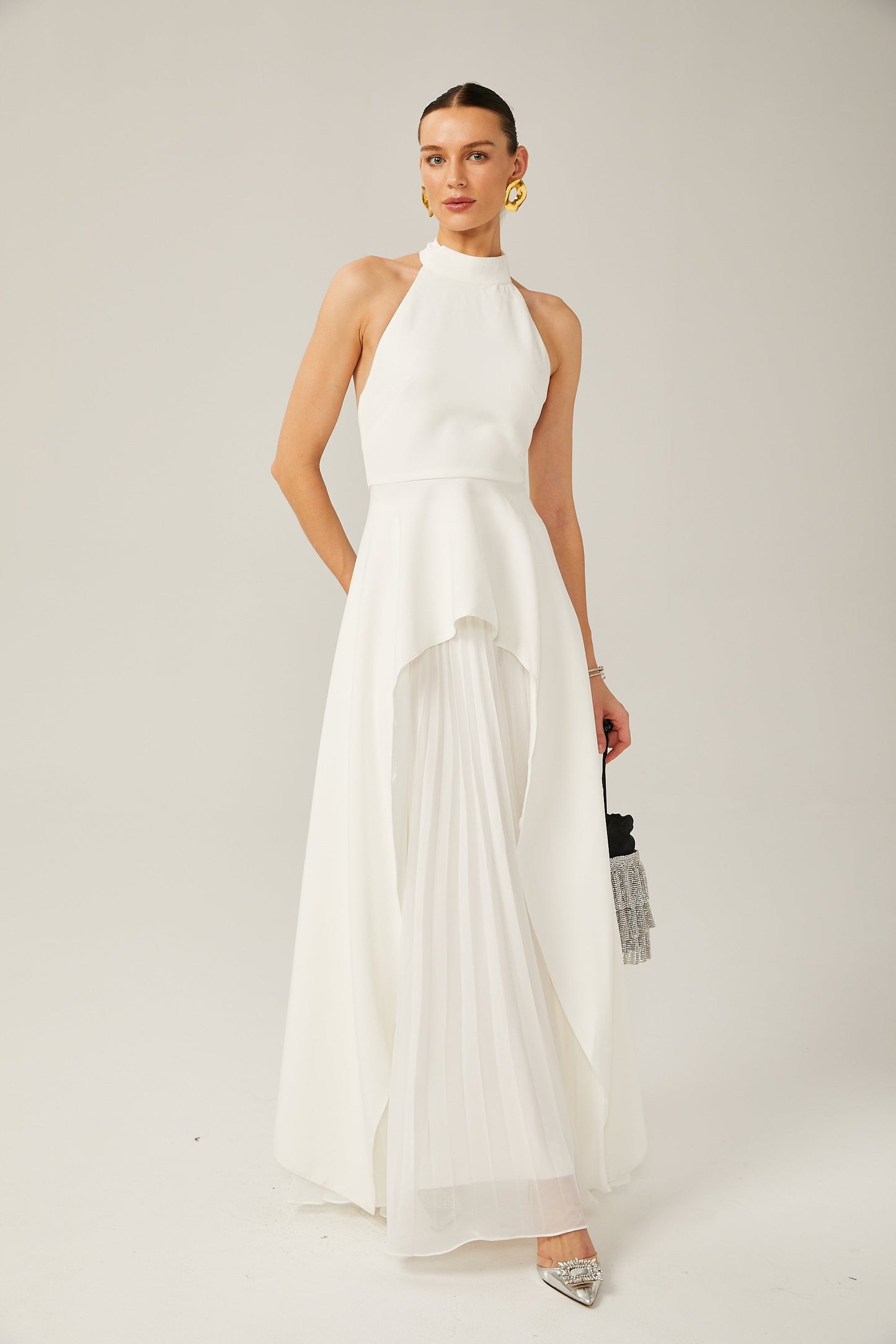 Layered Long Dress with Halter Straps