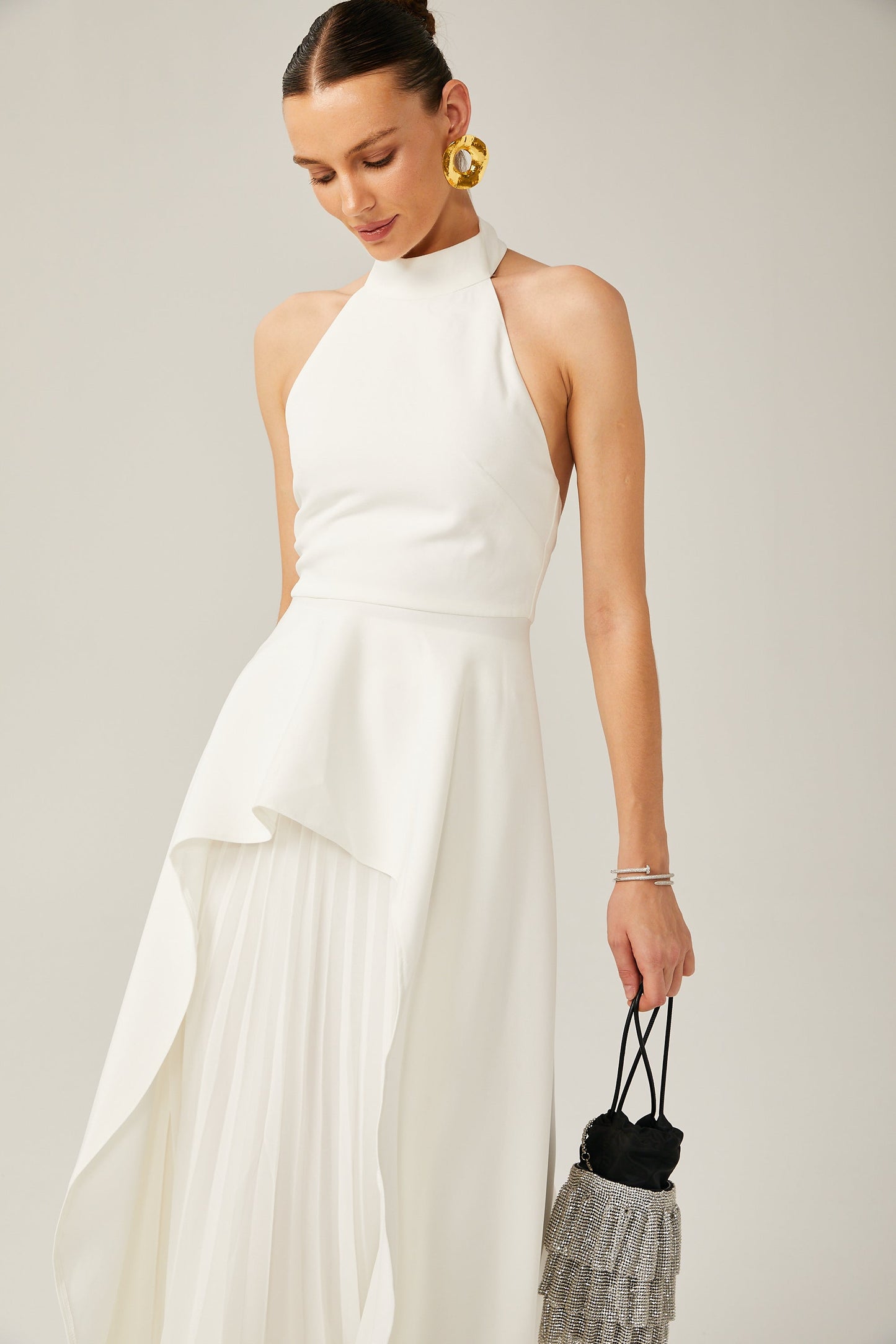 Layered Long Dress with Halter Straps