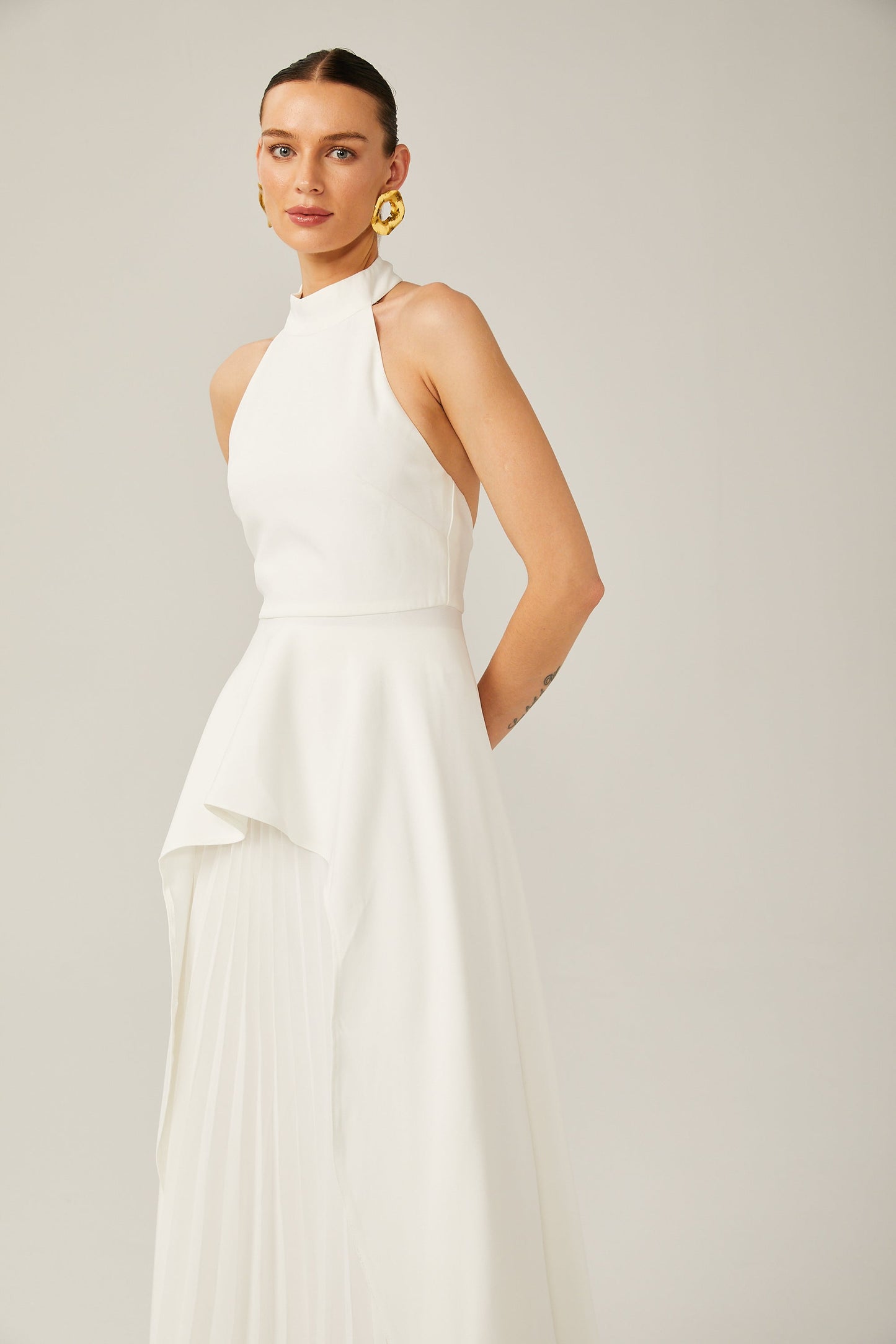 Layered Long Dress with Halter Straps