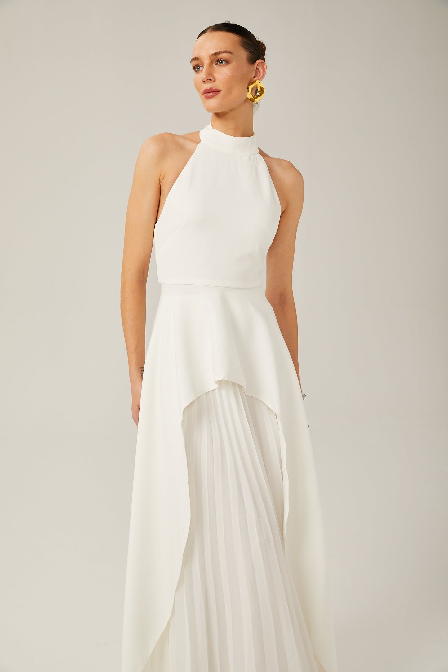 Layered Long Dress with Halter Straps