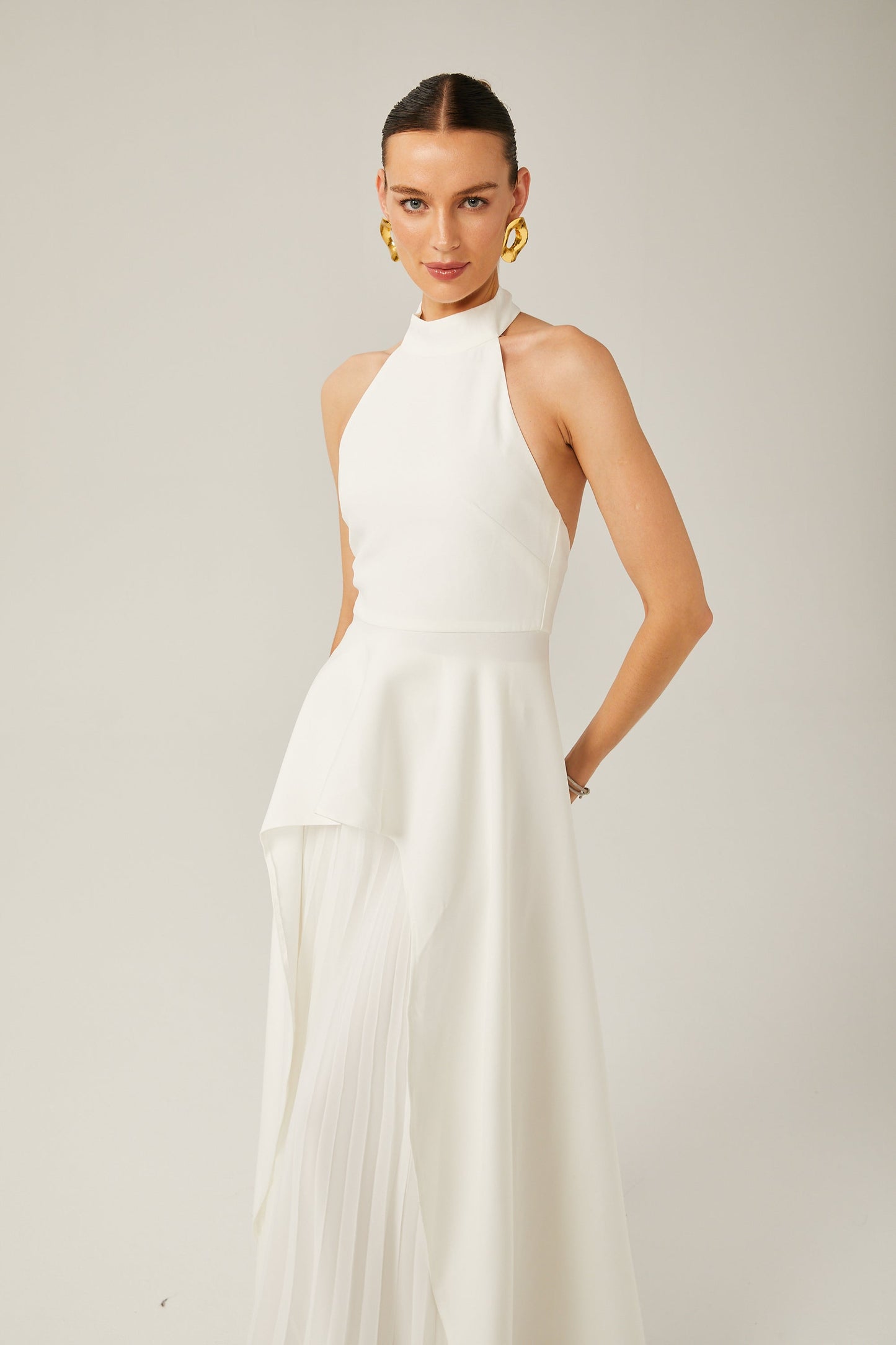Layered Long Dress with Halter Straps