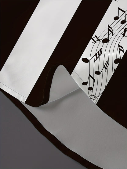 Music Tone Pattern Short Sleeve Button-Up Shirt