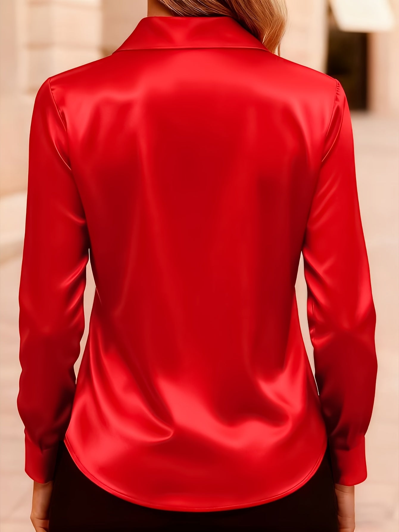 Satin Lapel Long Sleeve Work Shirt