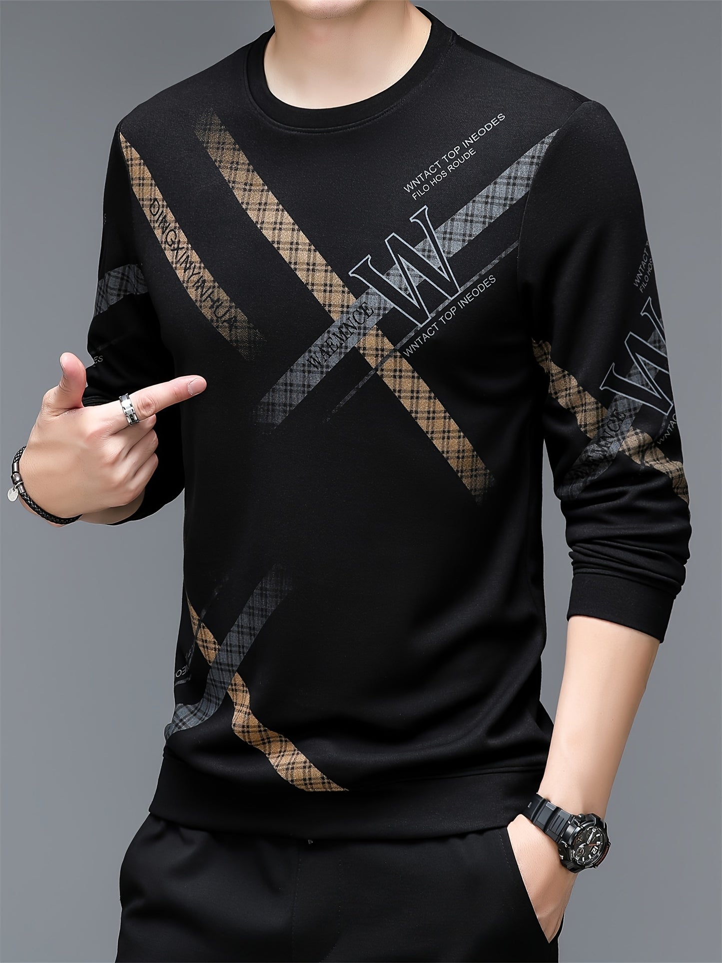 Geometric Print Long Sleeve Sweatshirt