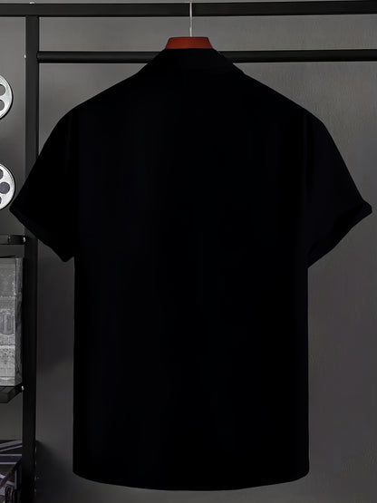 Music Tone Pattern Short Sleeve Button-Up Shirt