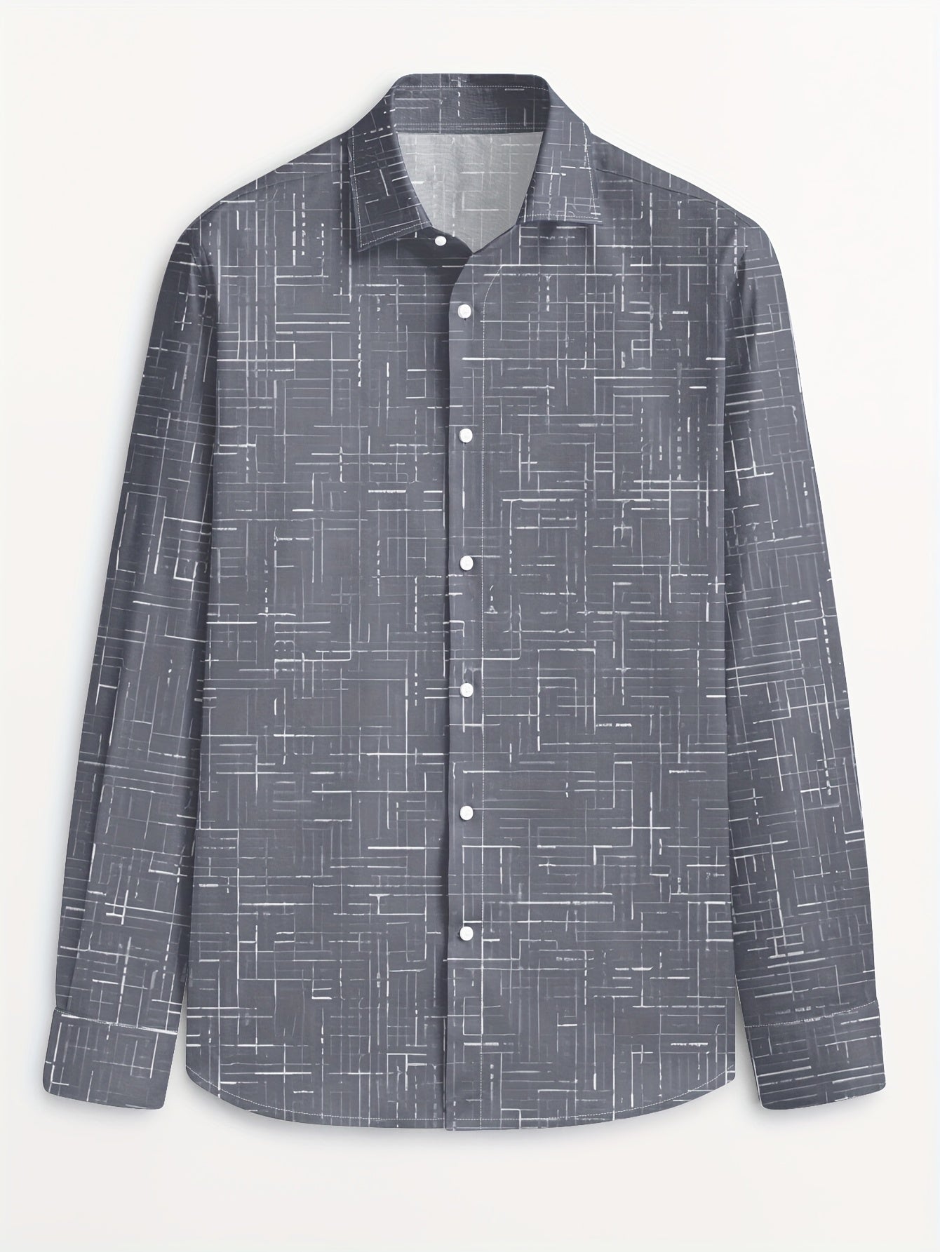 Geometric Long Sleeve Button-Up Shirt
