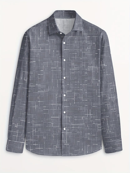 Geometric Long Sleeve Button-Up Shirt
