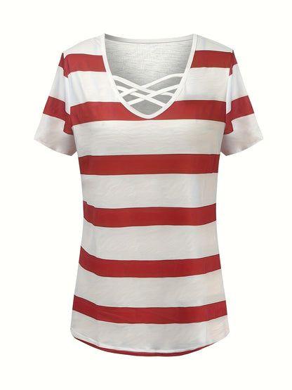 Geometric Stripe Relaxed Fit Casual Top