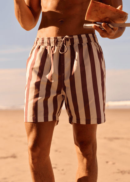 Stripe Swim Shorts - Mauve