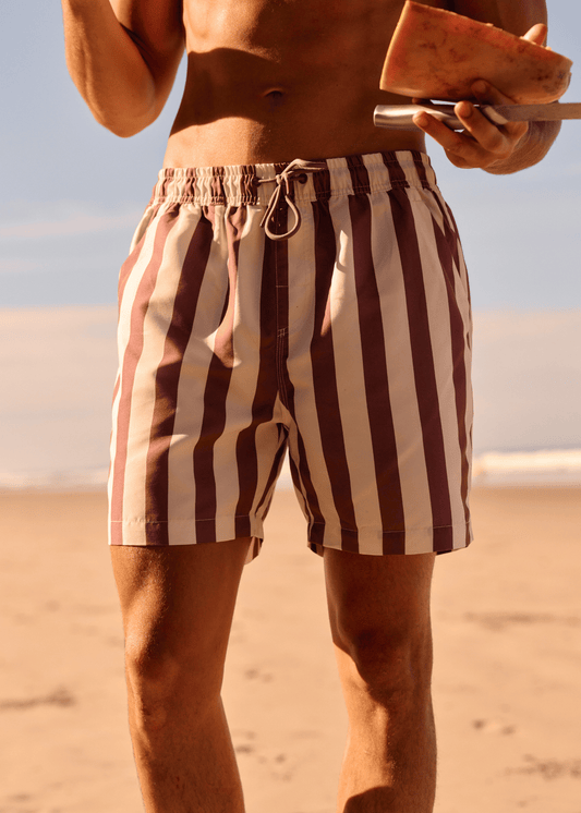 Stripe Swim Shorts - Mauve