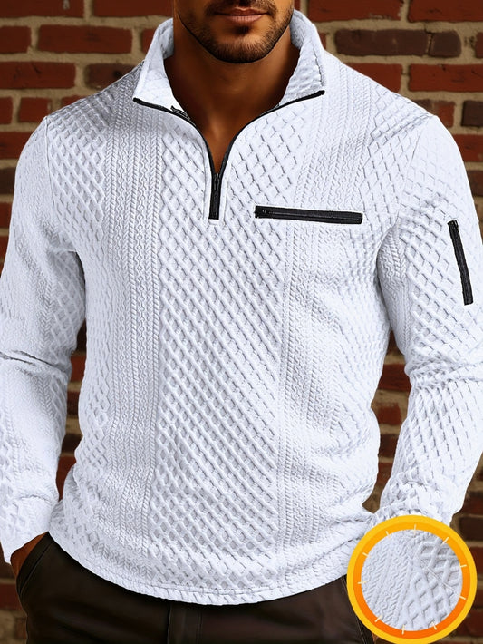 Textured Henley Zipper Shirt Stylish