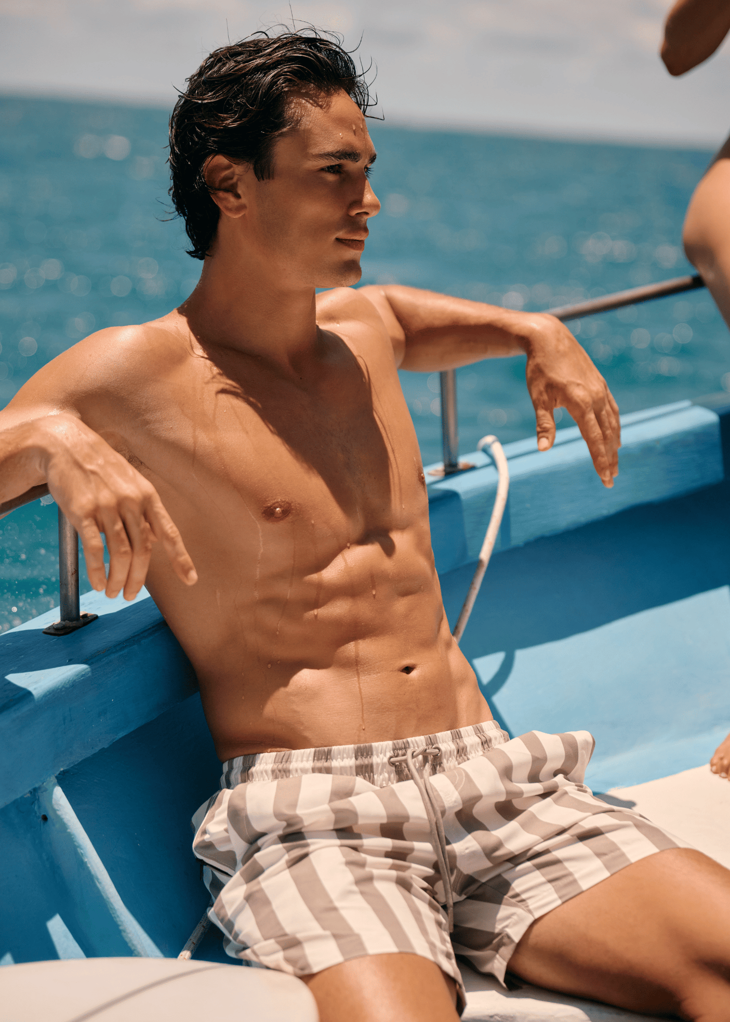 Stripe Swim Shorts - Mauve