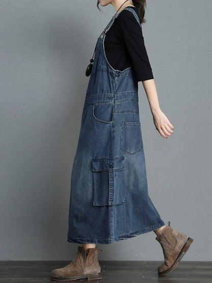Vintage Denim Overall Maxi Dress