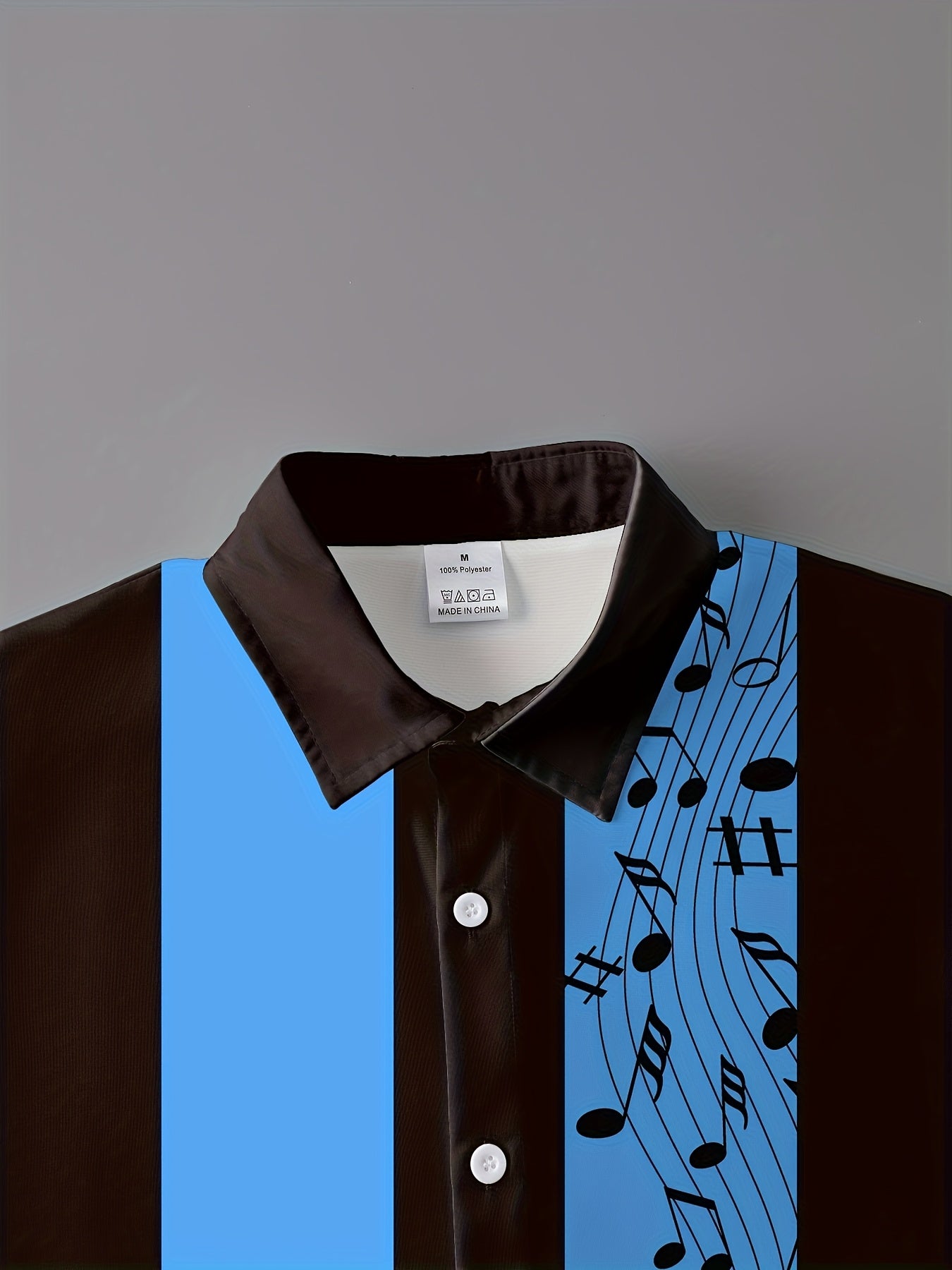 Music Tone Pattern Short Sleeve Button-Up Shirt