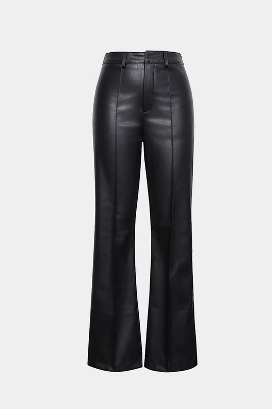 Noir Arc Faux-Leather Straight-Leg Trousers