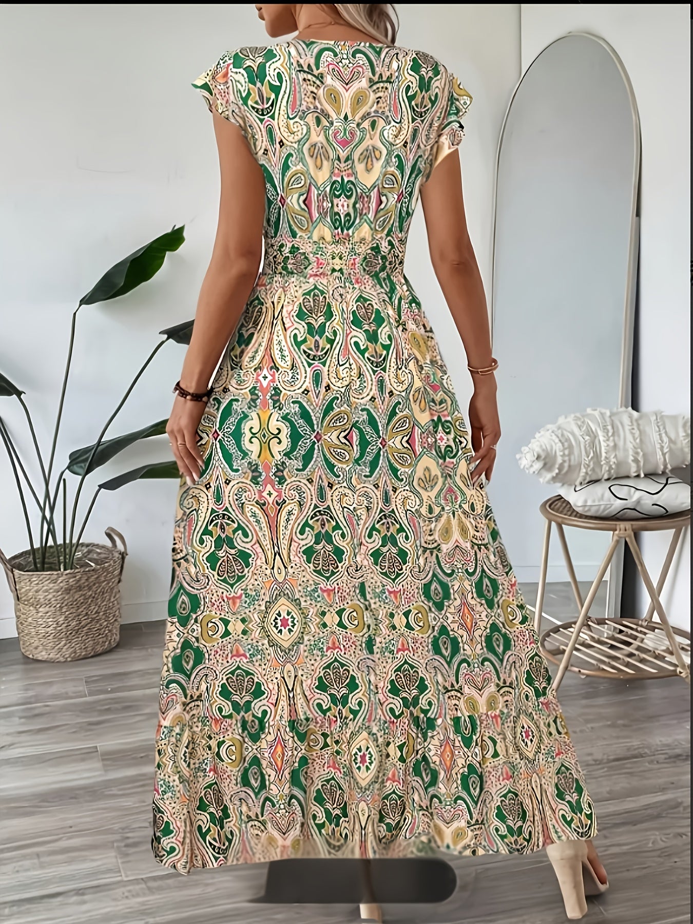 Floral Ruffle Hem Maxi Dress Elegant