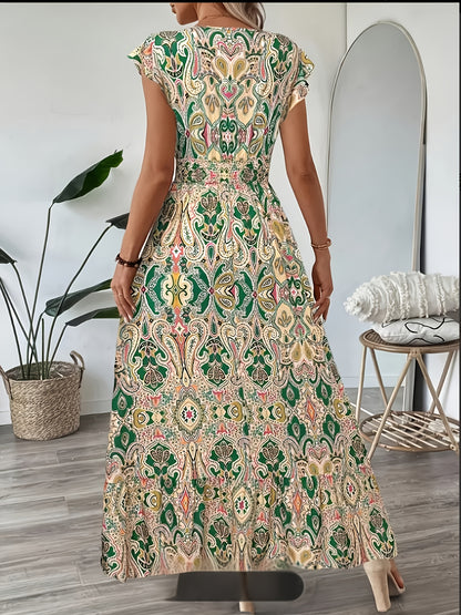 Floral Ruffle Hem Maxi Dress Elegant